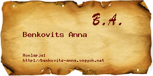 Benkovits Anna névjegykártya